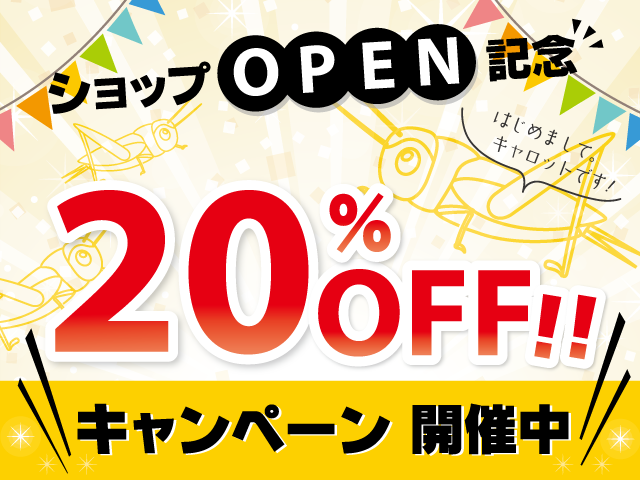 ショップオープン記念20％オフキャンペーン開催中